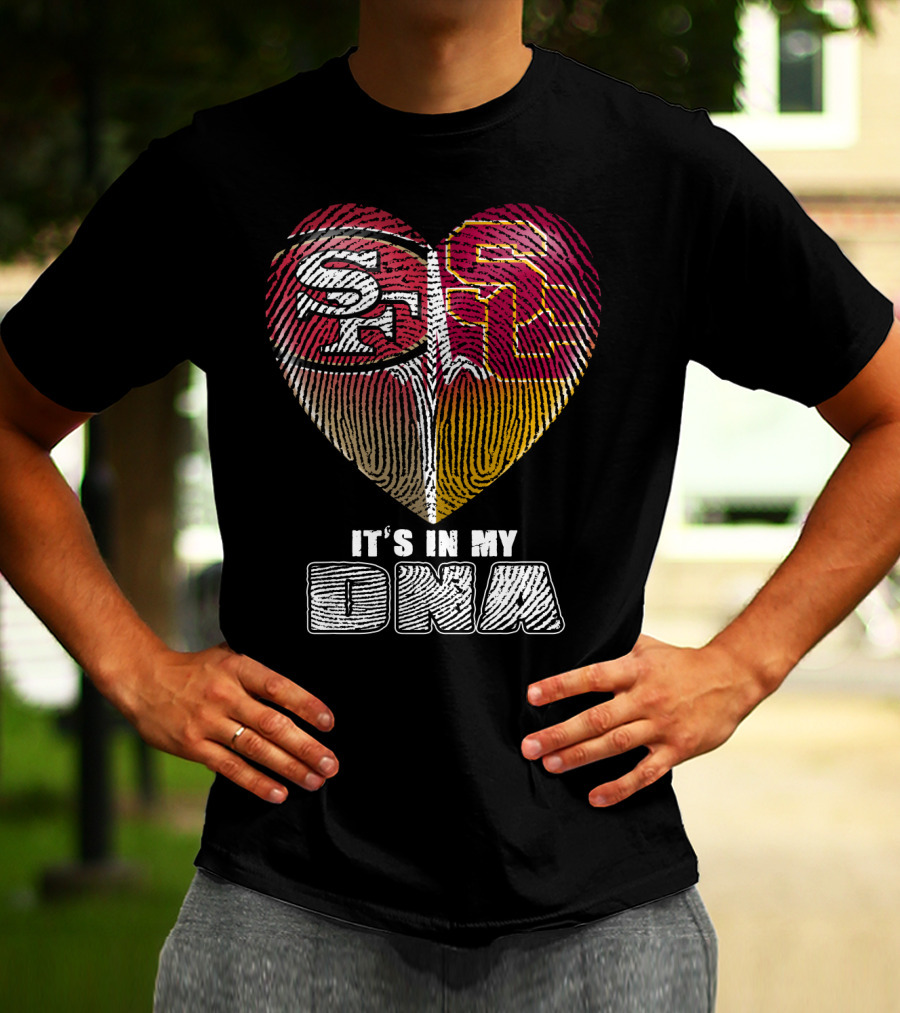San Francisco 49ers USC Trojans Heart DNA Fingerprint Fan Pride T-Shirt