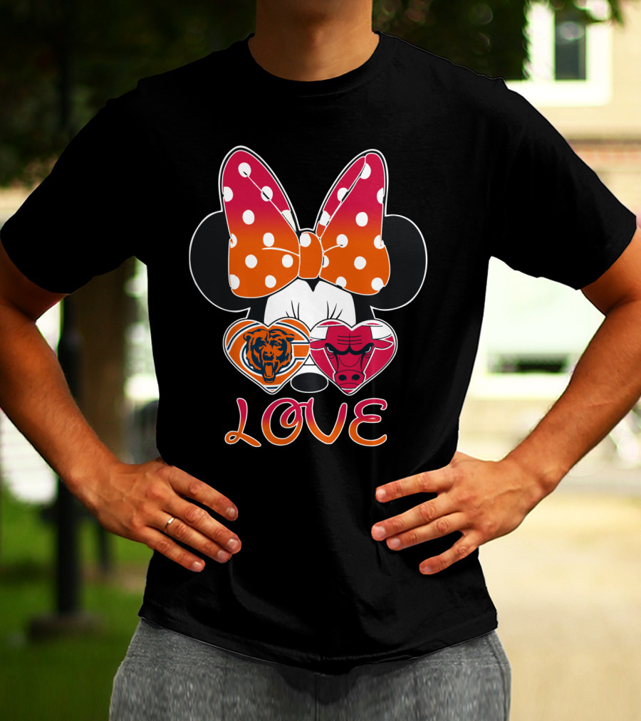 Minnie Mouse Chicago Bears Bulls Love T-Shirt