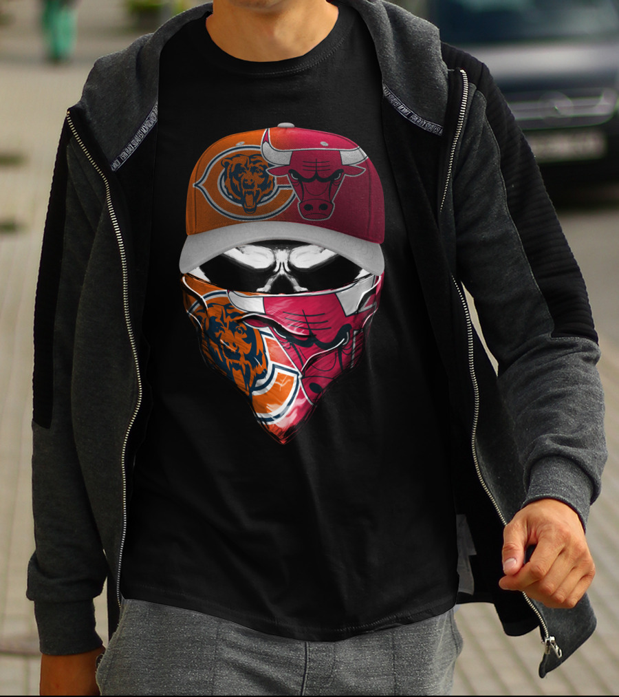 Chicago Bears Bulls Fan Mask Hat T-Shirt