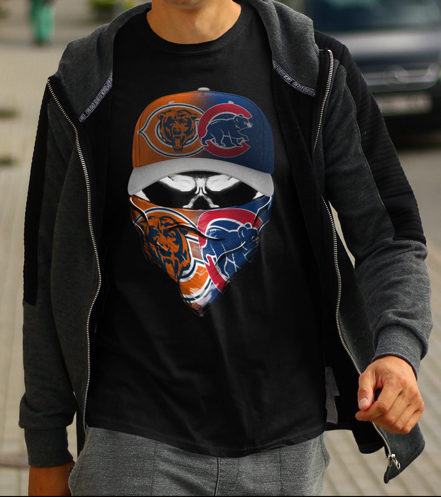 Chicago Bears And Cubs Fan Skull Mask T-Shirt