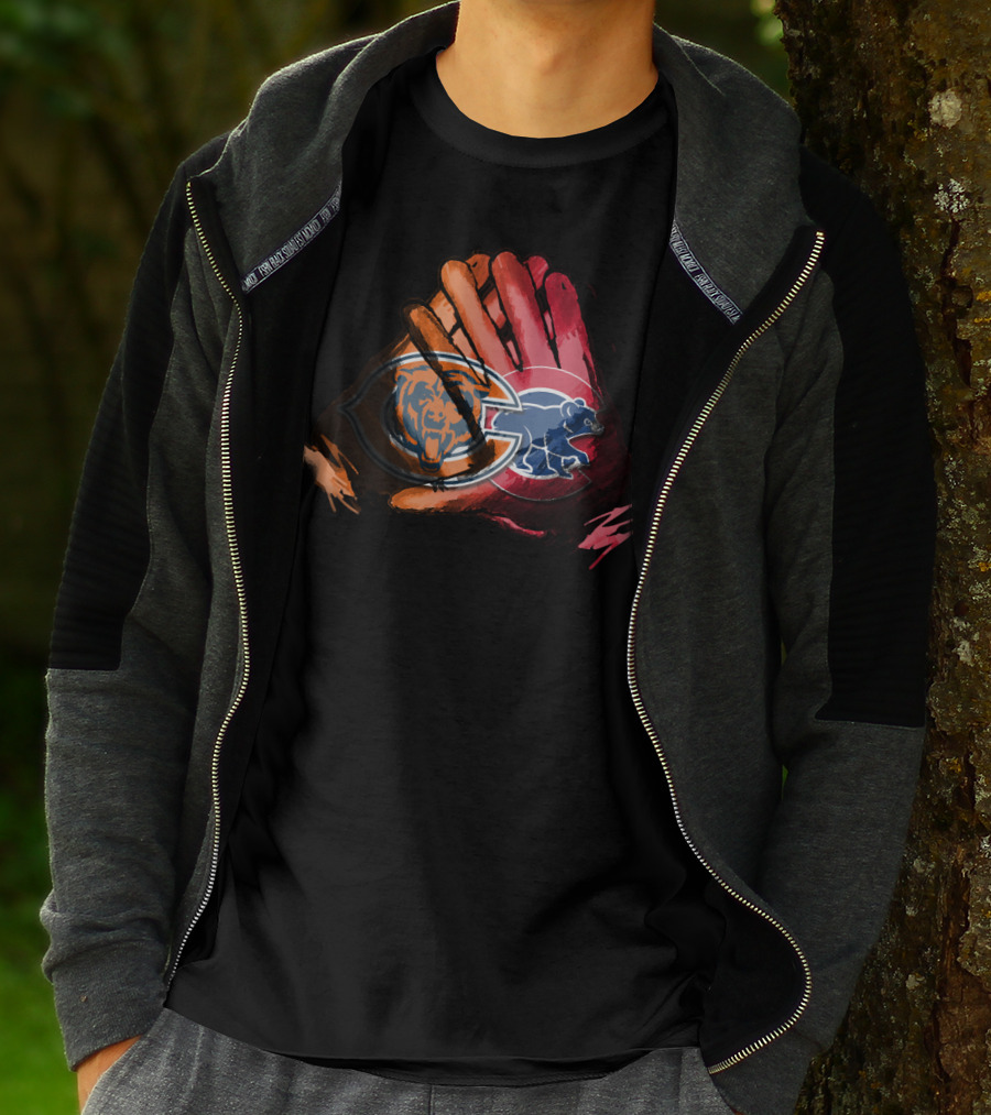 Bears And Cubs For Life Football And Baseball Logos Fusion T-Shirt