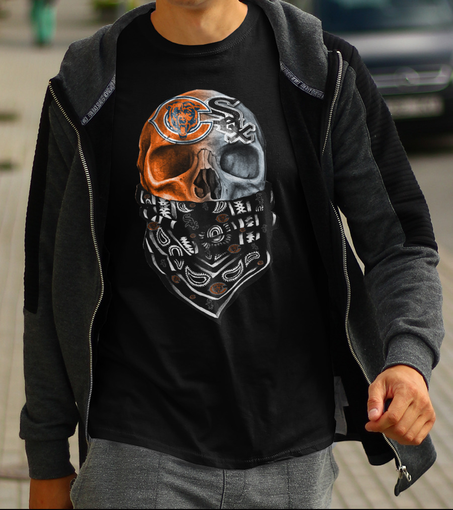 Chicago Bears Chicago White Sox Skull Bandana T-Shirt