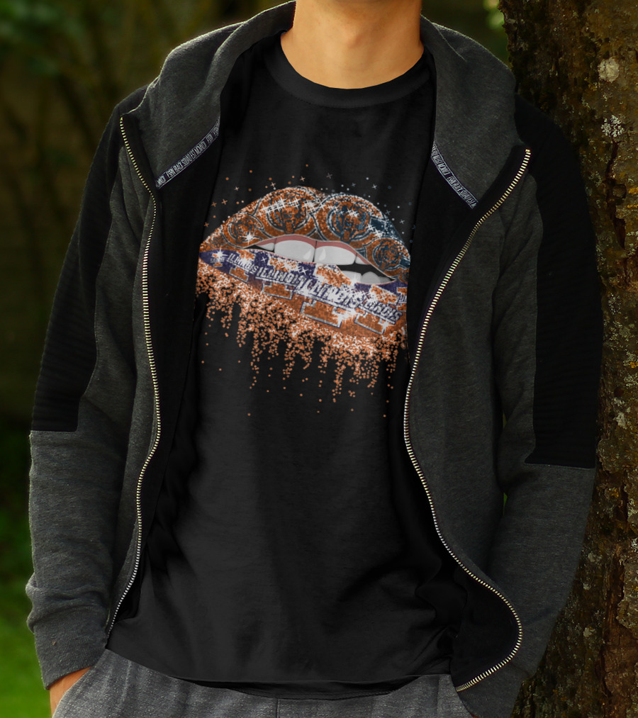 Illinois Fighting Illini Lips Glitter T-Shirt