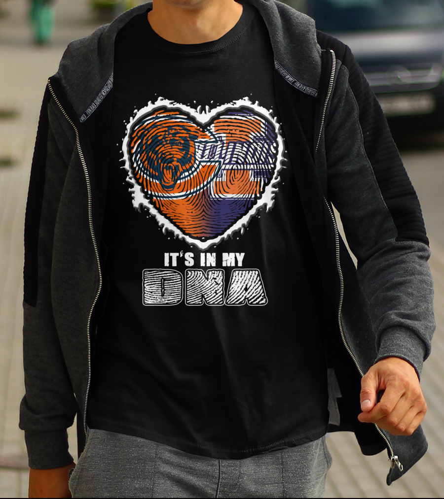 Chicago Bears It's In My Dna Heart Fingerprint T-Shirt