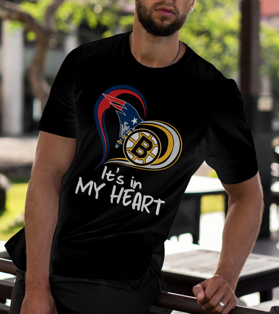 It's In My Heart Patriots Bruins T-Shirt
