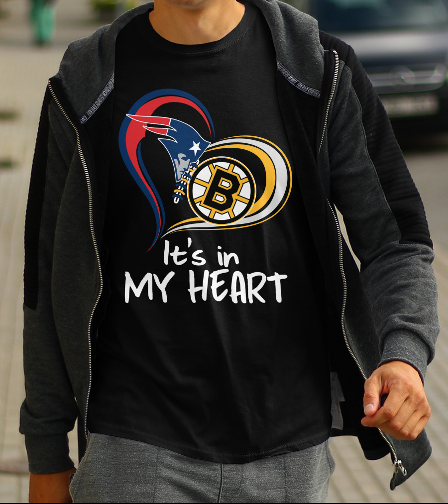 It's In My Heart Patriots Bruins T-Shirt