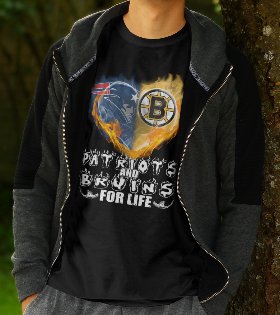 Patriots And Bruins For Life Nfl Nhl Sports Fan T-Shirt