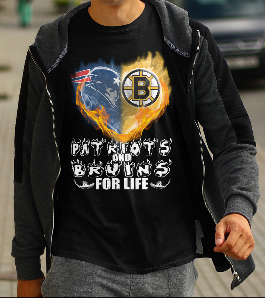 Patriots And Bruins For Life Nfl Nhl Sports Fan T-Shirt