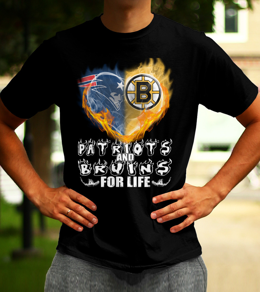 Patriots And Bruins For Life Nfl Nhl Sports Fan T-Shirt