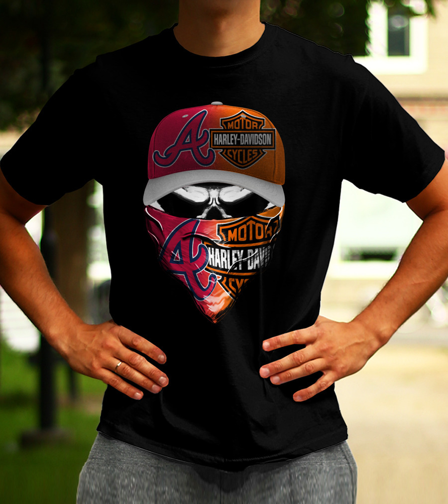 Atlanta Braves Harley Davidson Mask Fusion T-Shirt