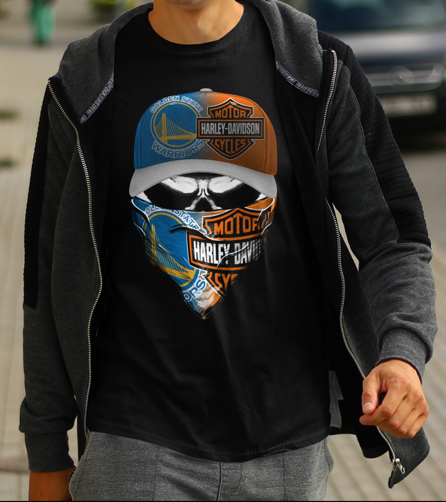 Golden State Warriors Harley Davidson Mask Cap T-Shirt