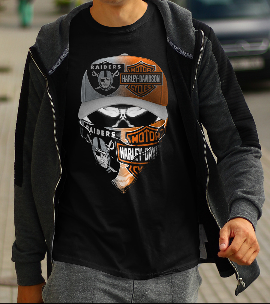 Raiders Harley Davidson Collaboration Mask And Hat 25Hl T-Shirt