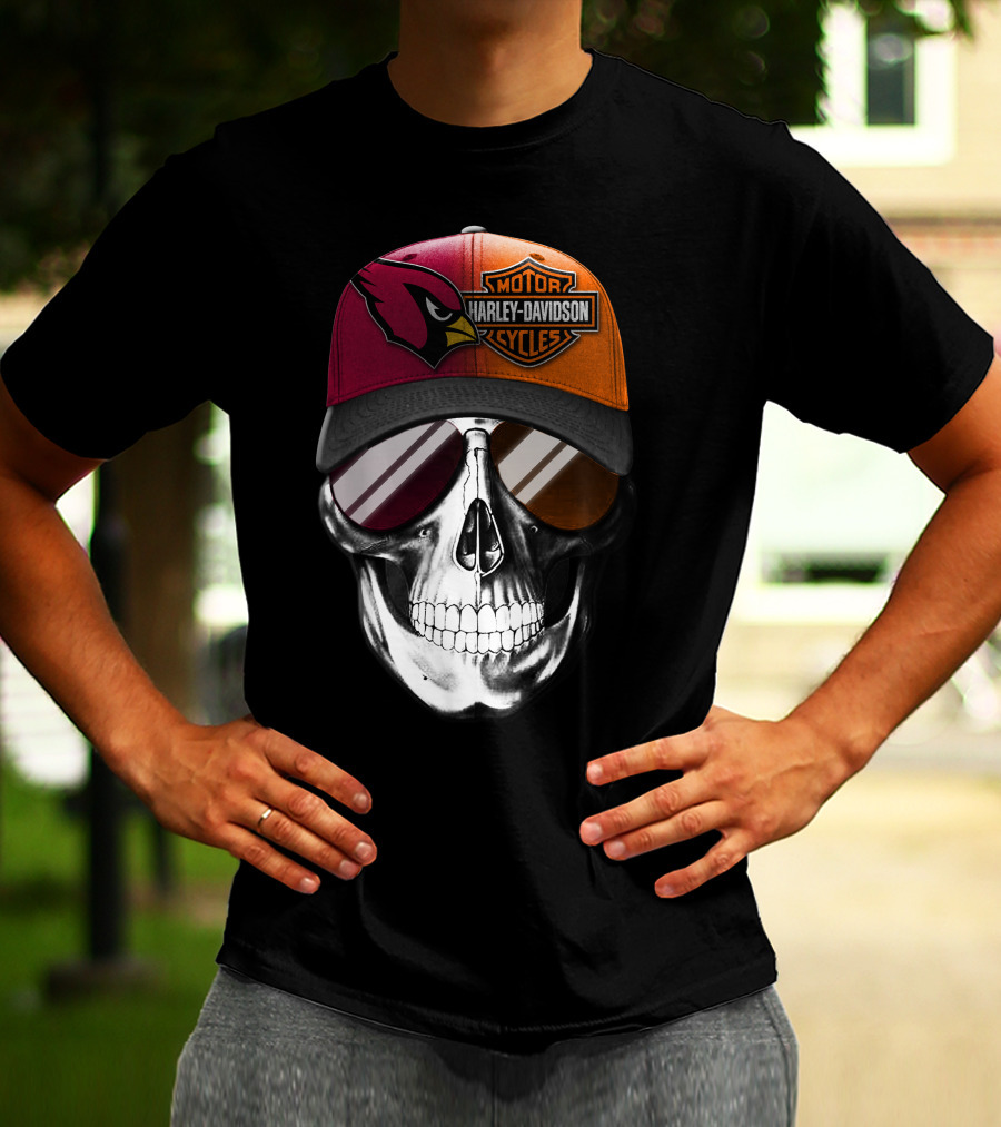Harley Davidson Arizona Cardinals Skull T-Shirt
