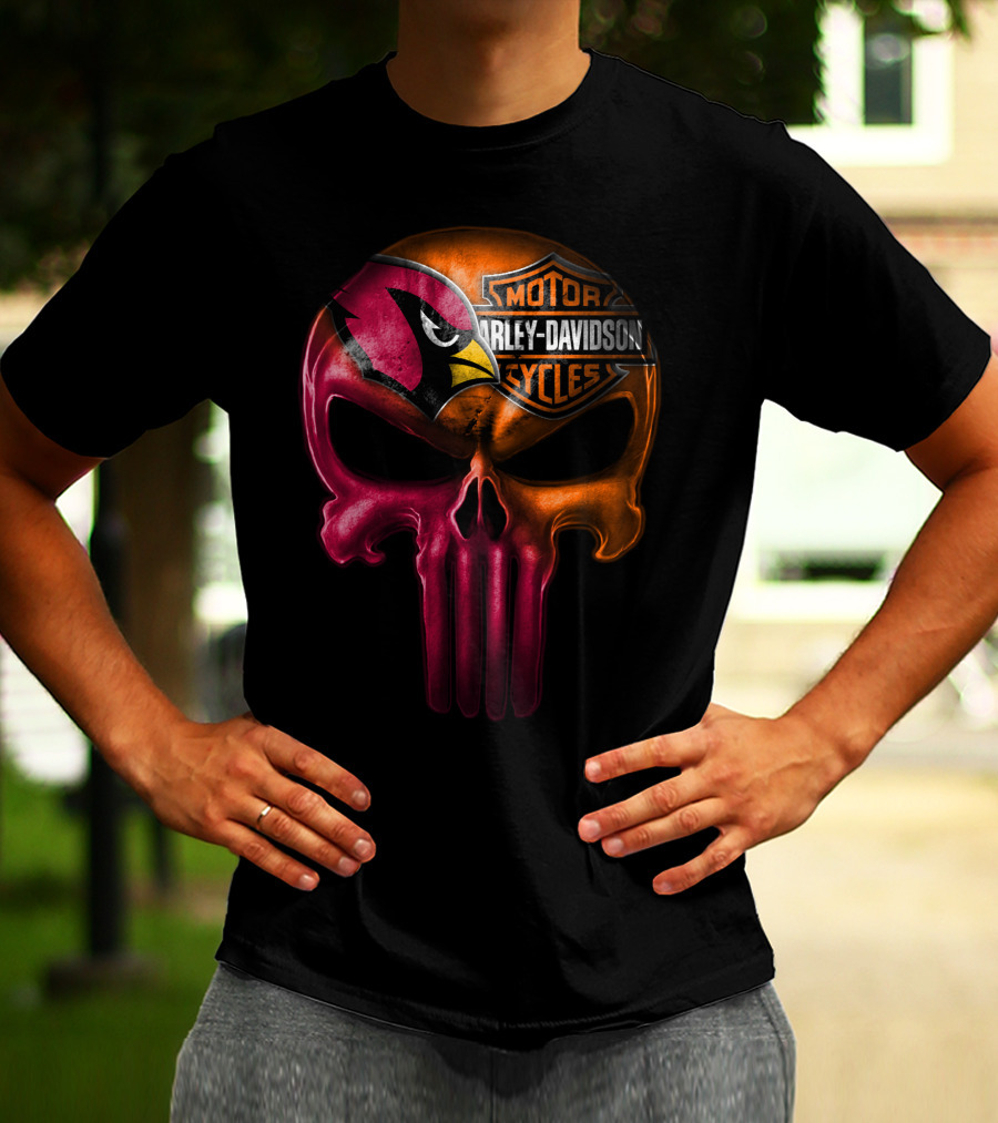 Arizona Cardinals Harley Davidson Skull T-Shirt