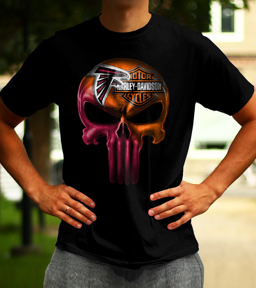 Atlanta Falcons Harley Davidson Punisher Skull T-Shirt