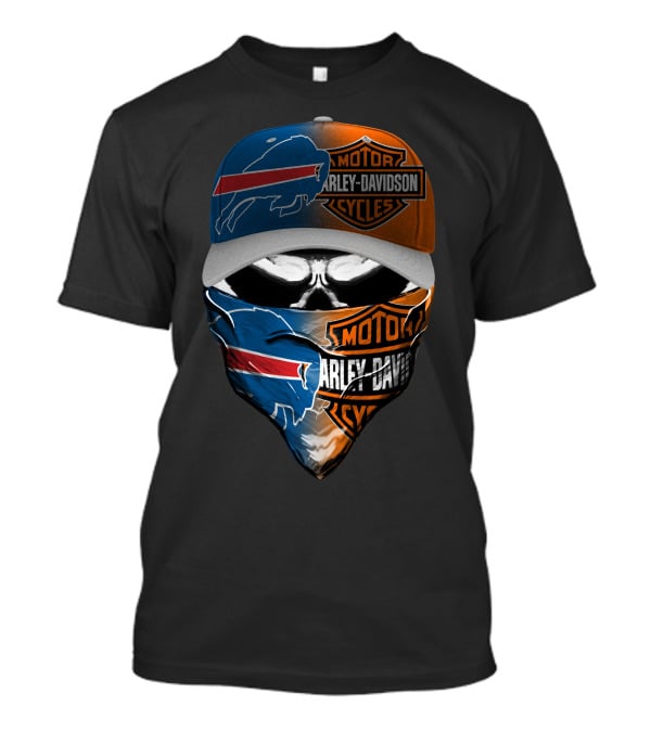 Buffalo Bills Harley Davidson Motorcycles Skull Mask Cap T-Shirt