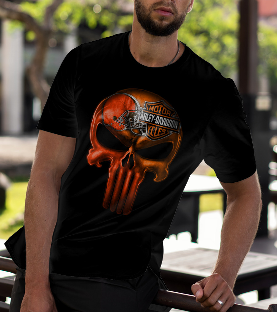 Harley Davidson Skull With Football Helmet T-Shirt