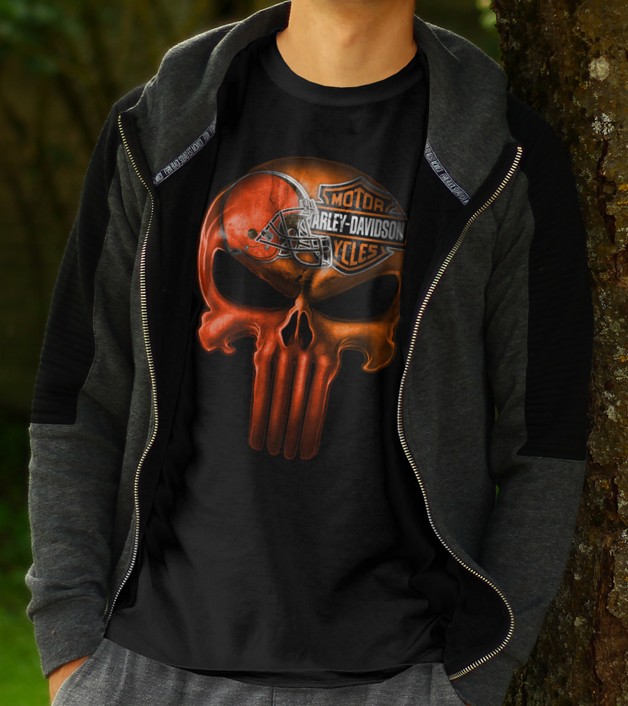 Harley Davidson Skull With Football Helmet T-Shirt