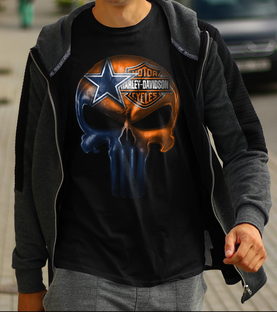 Harley Davidson Motor Cycles Dallas Cowboys Skull 09Hl T-Shirt