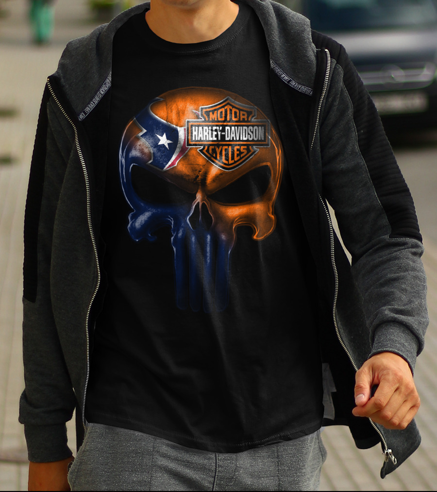 Houston Texans Harley Davidson Skull T-Shirt