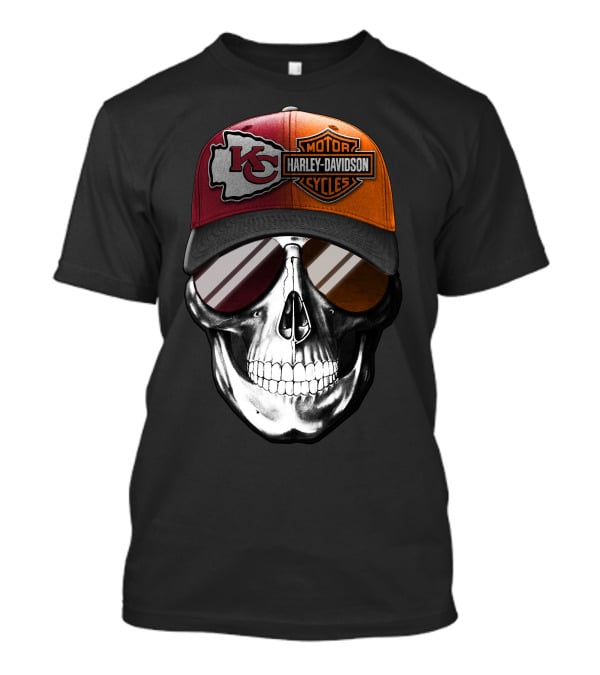 Kansas City Chiefs Harley Davidson Skull Cap T-Shirt