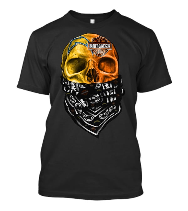 Los Angeles Chargers Harley Davidson Skull Bandana T-Shirt