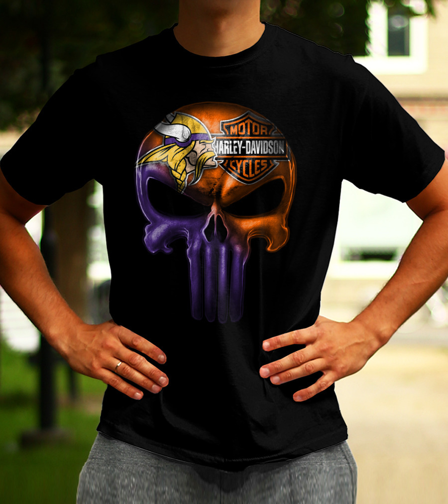 Vikings Skull Harley Davidson Punisher Crossover 20Hl T-Shirt