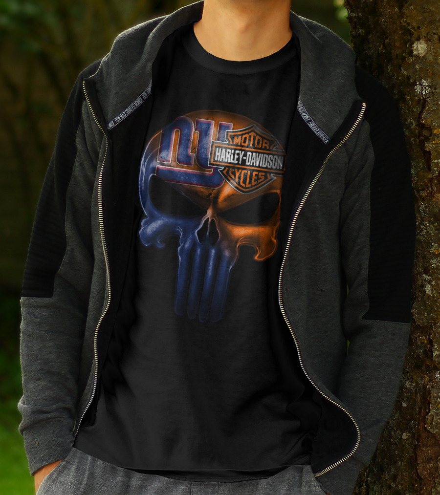 Ny Giants Harley Davidson Punisher Skull 23Hl T-Shirt