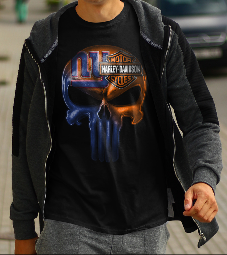 Ny Giants Harley Davidson Punisher Skull 23Hl T-Shirt