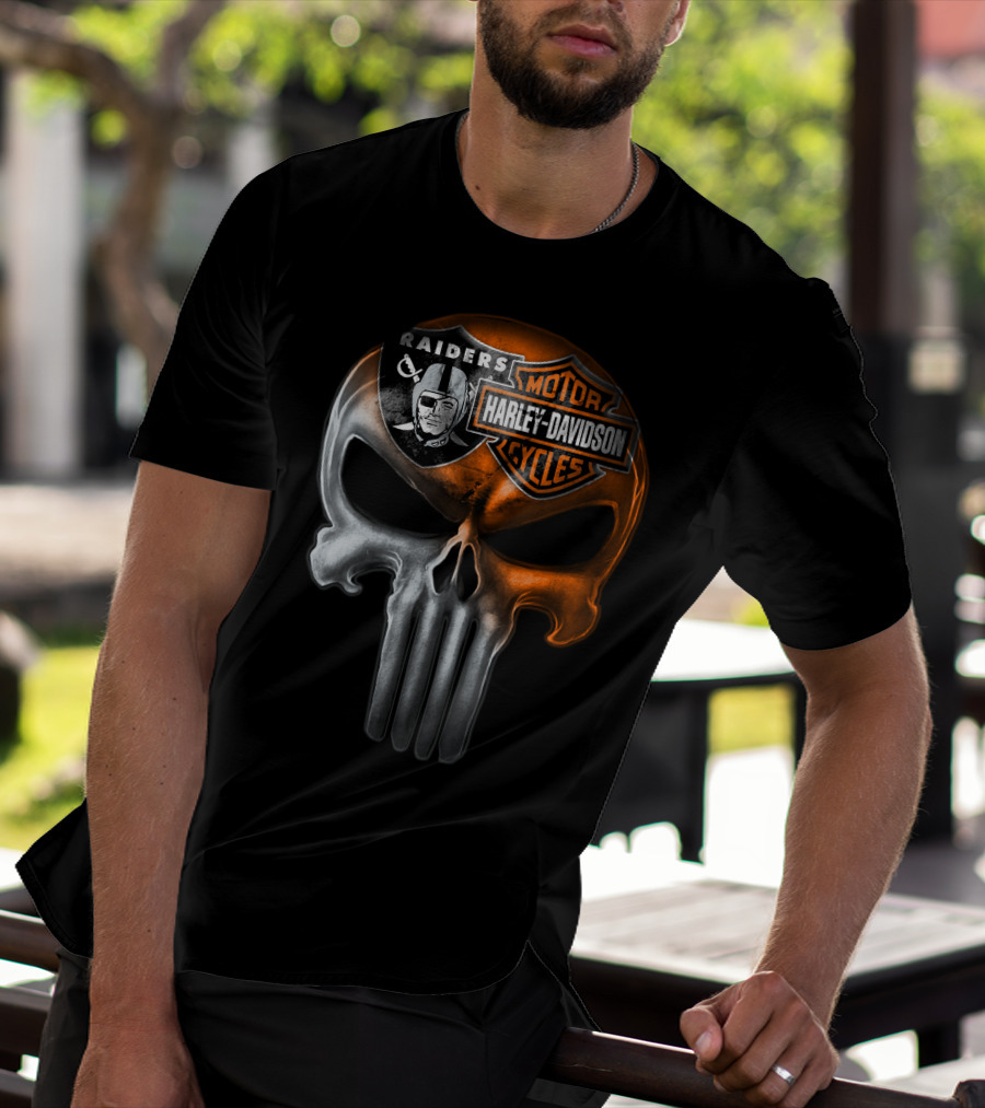 Raiders Harley Davidson Punisher Skull T-Shirt