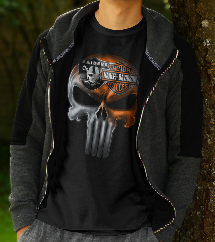 Raiders Harley Davidson Punisher Skull T-Shirt