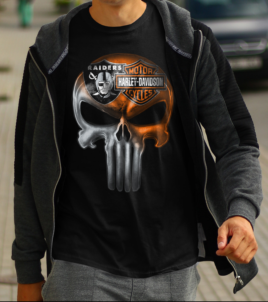 Raiders Harley Davidson Punisher Skull T-Shirt