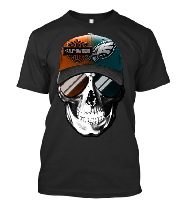 Harley Davidson Motor Cycles Eagles Skull Cap T-Shirt