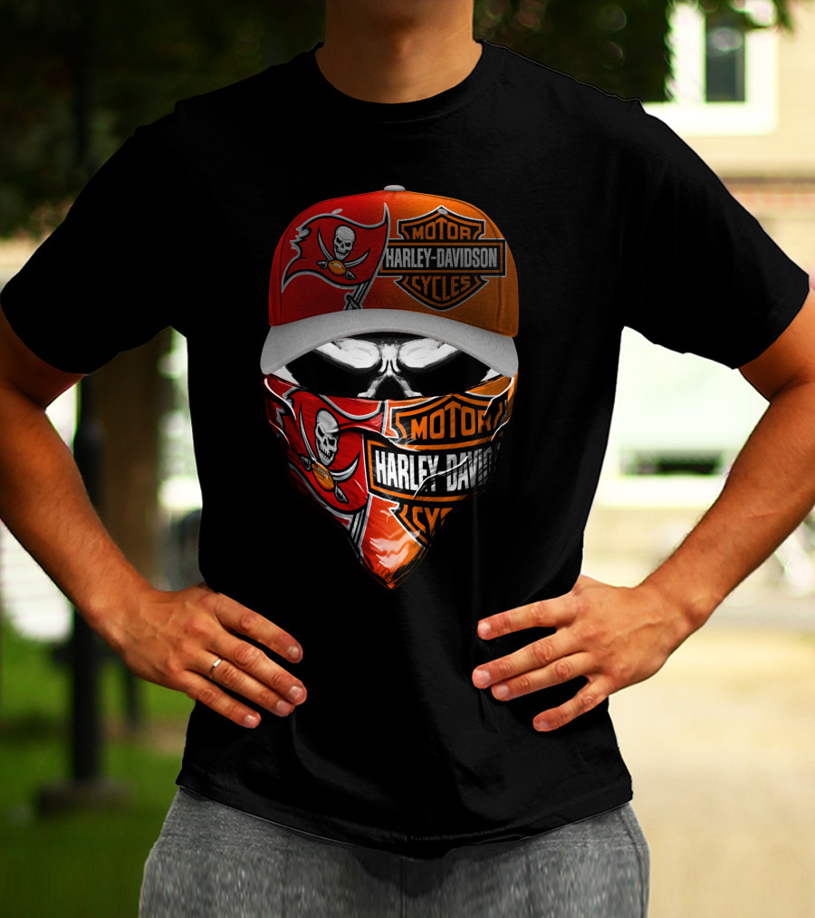 Tampa Bay Buccaneers Harley Davidson Skulls Combination T-Shirt