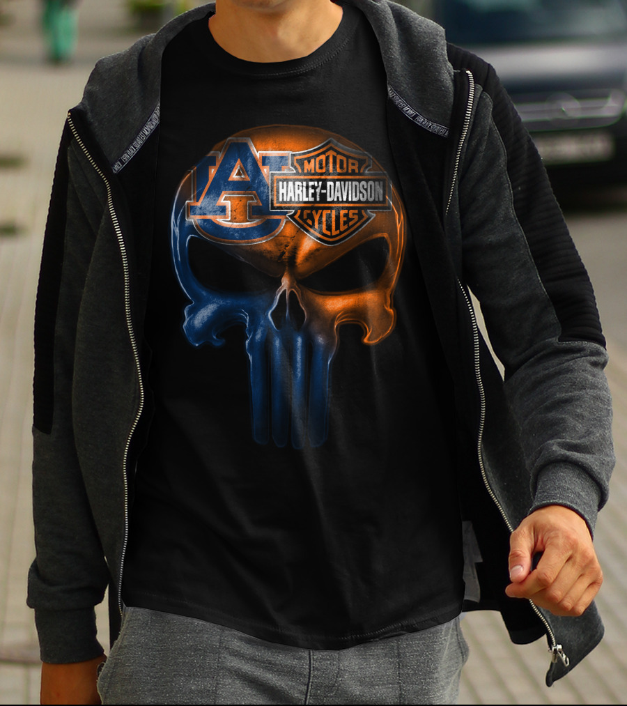 Auburn Tigers Harley Davidson Skull 03Ahl T-Shirt