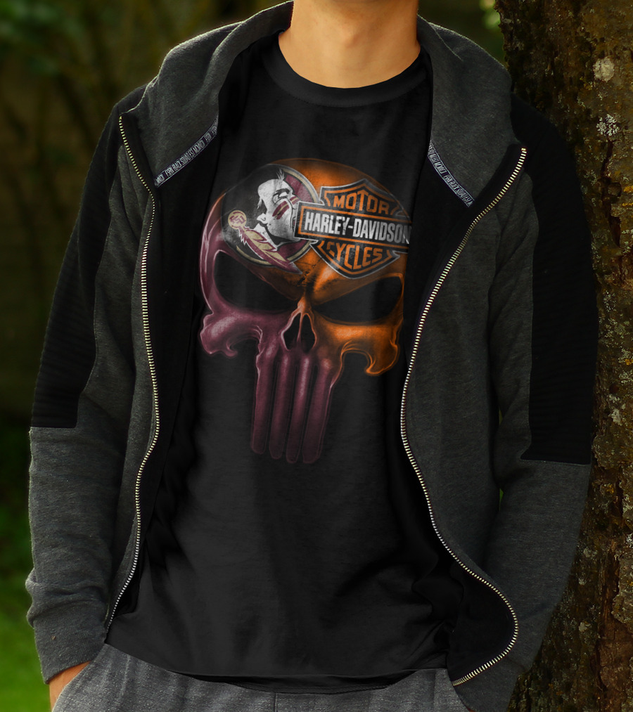 Harley Davidson And Seminoles Skull Fusion T-Shirt