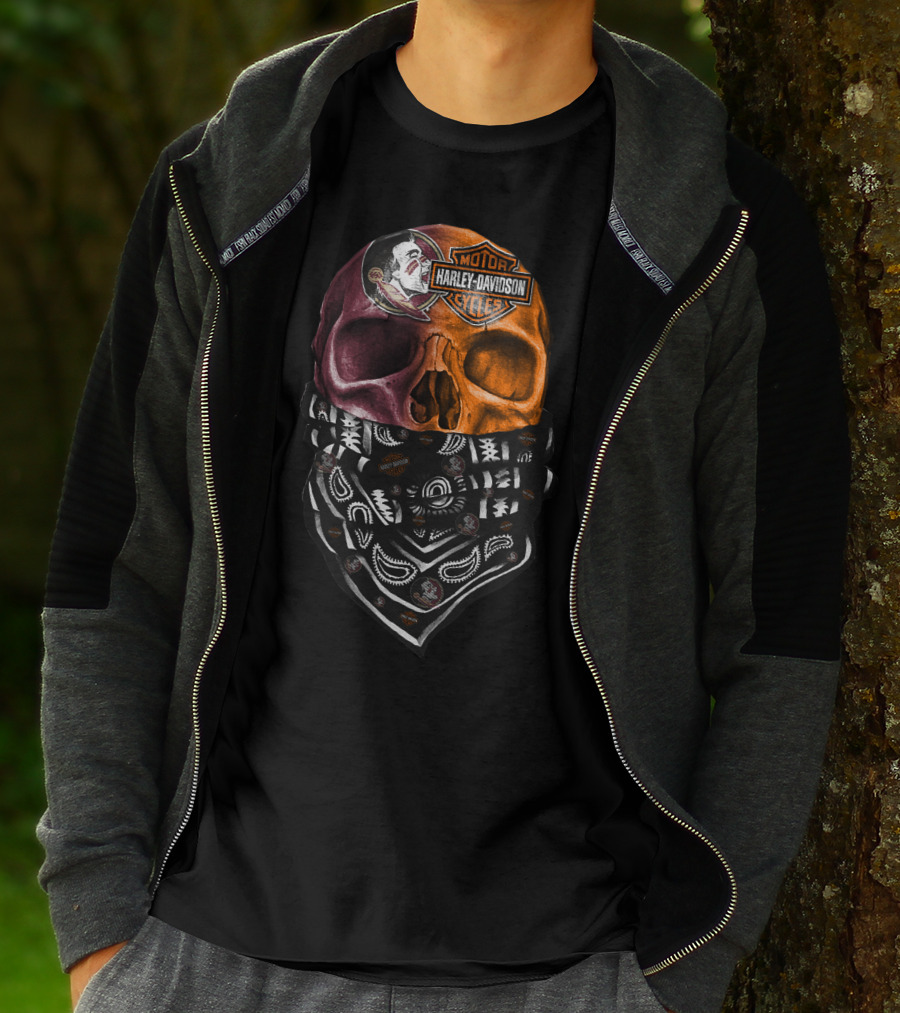 Harley Davidson Florida Seminoles Skull Bandana T-Shirt