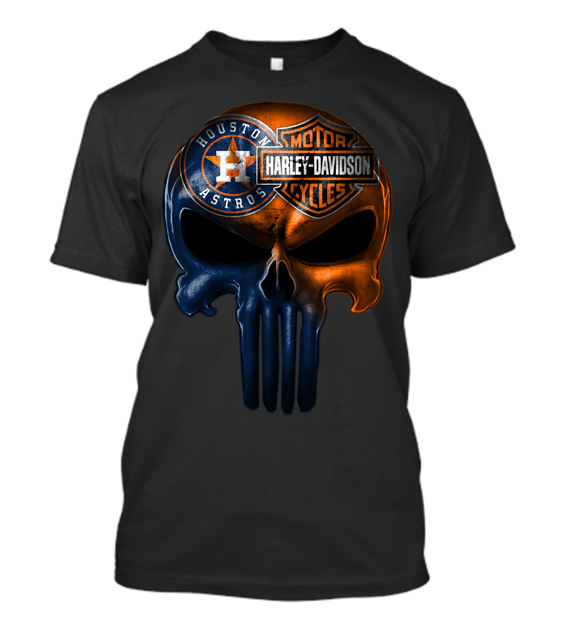 Houston Astros Harley Davidson Punisher Skull T-Shirt