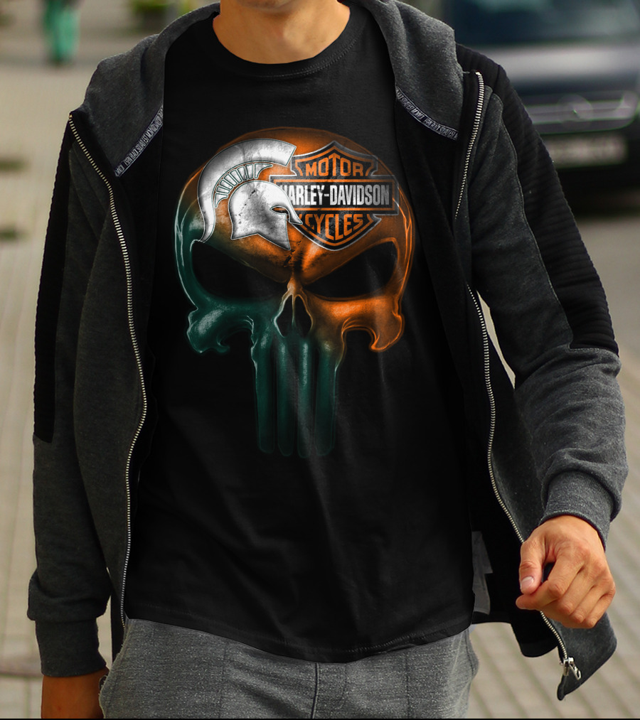 Harley Davidson Motor Cycles Spartan Helmet Skull T-Shirt