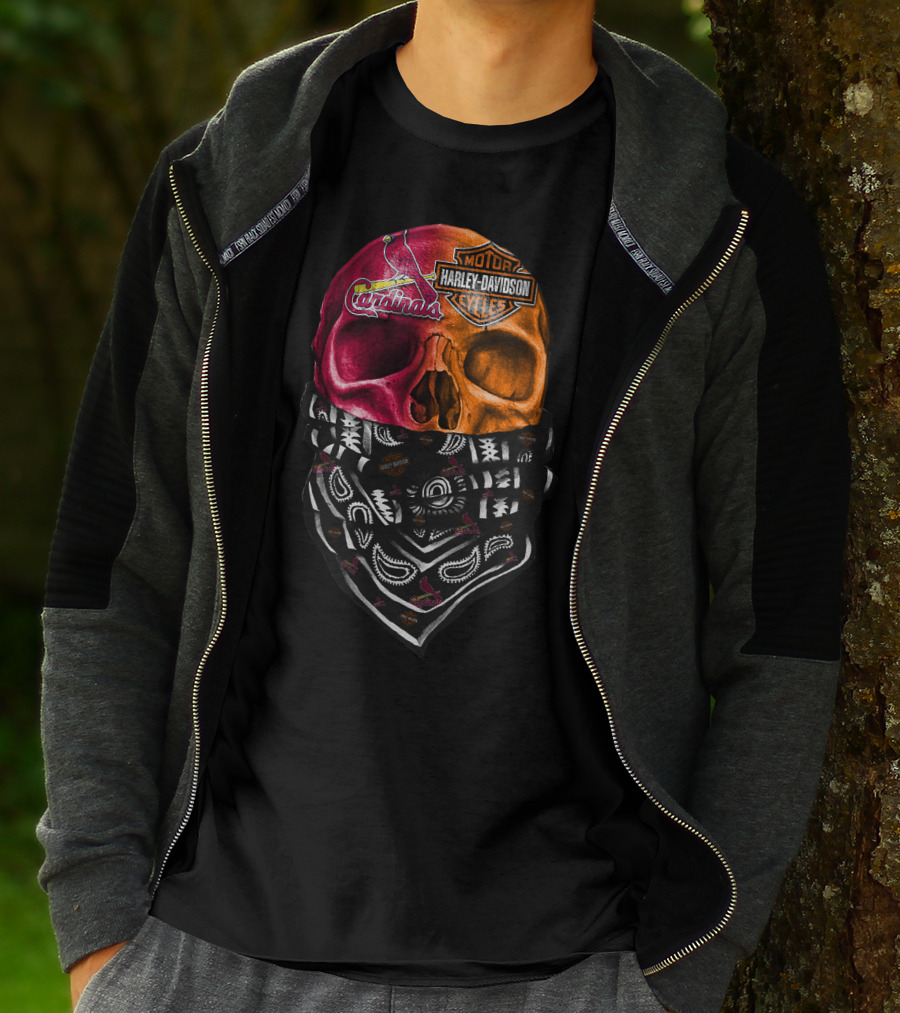 Cardinals Harley Davidson Skull Bandana T-Shirt