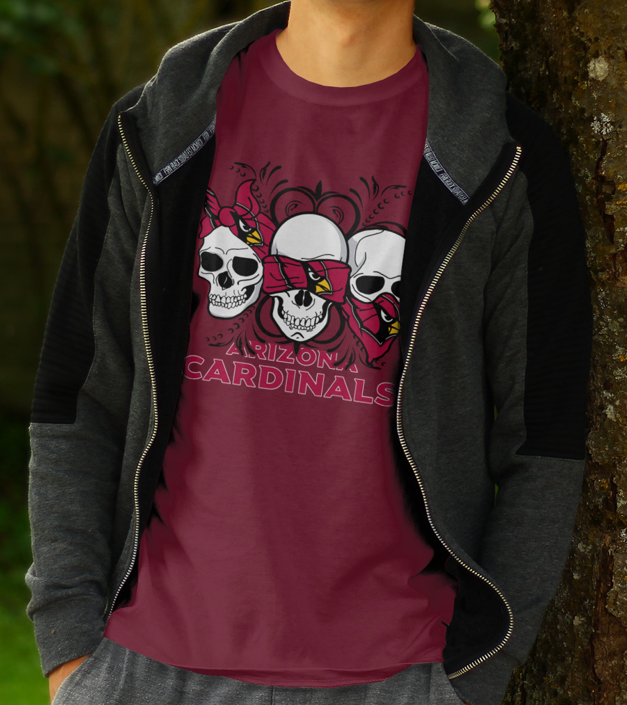 Arizona Cardinals Three Skulls T-Shirt