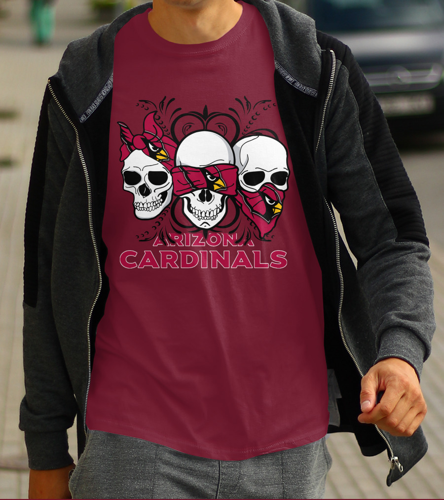 Arizona Cardinals Three Skulls T-Shirt