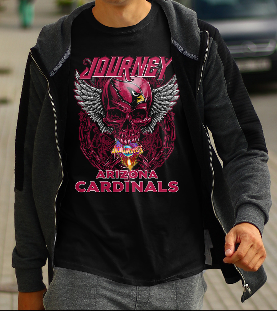 Journey Arizona Cardinals Skull Wings Chain T-Shirt