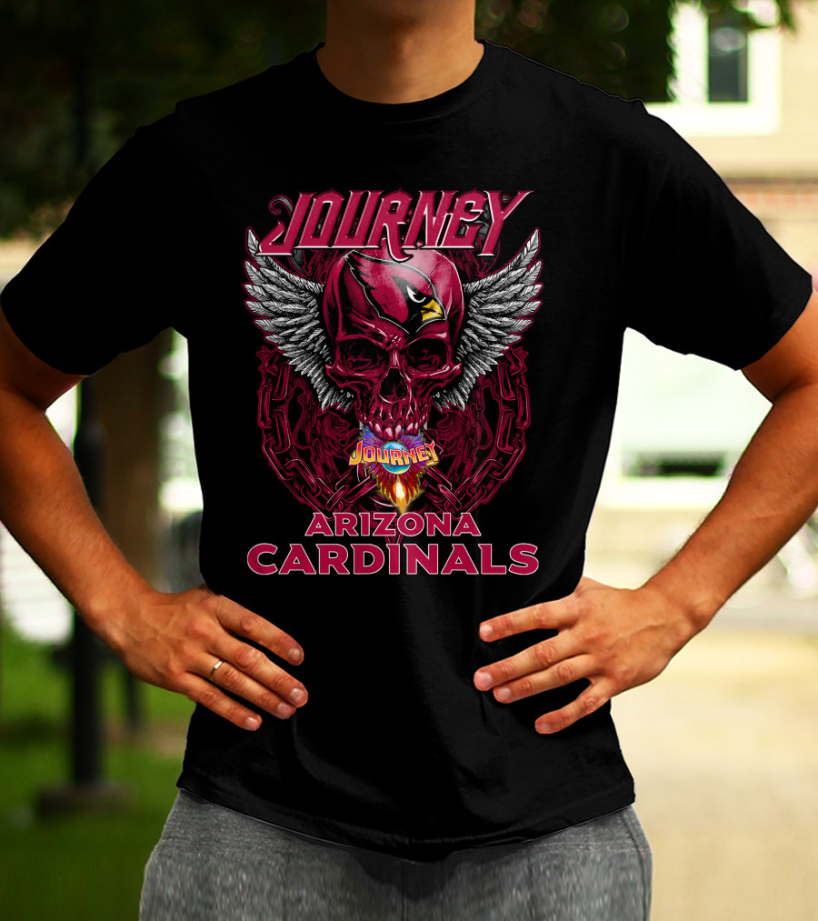 Journey Arizona Cardinals Skull Wings Chain T-Shirt