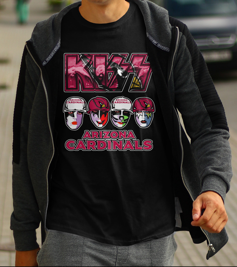 Kiss Arizona Cardinals Rock Band Face Paint Helmet T-Shirt