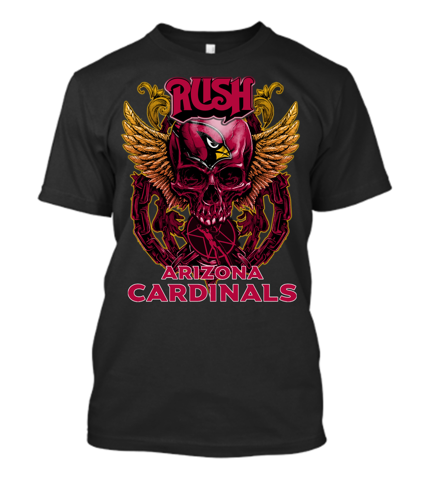 Rush Arizona Cardinals Skull Wings Chain T-Shirt