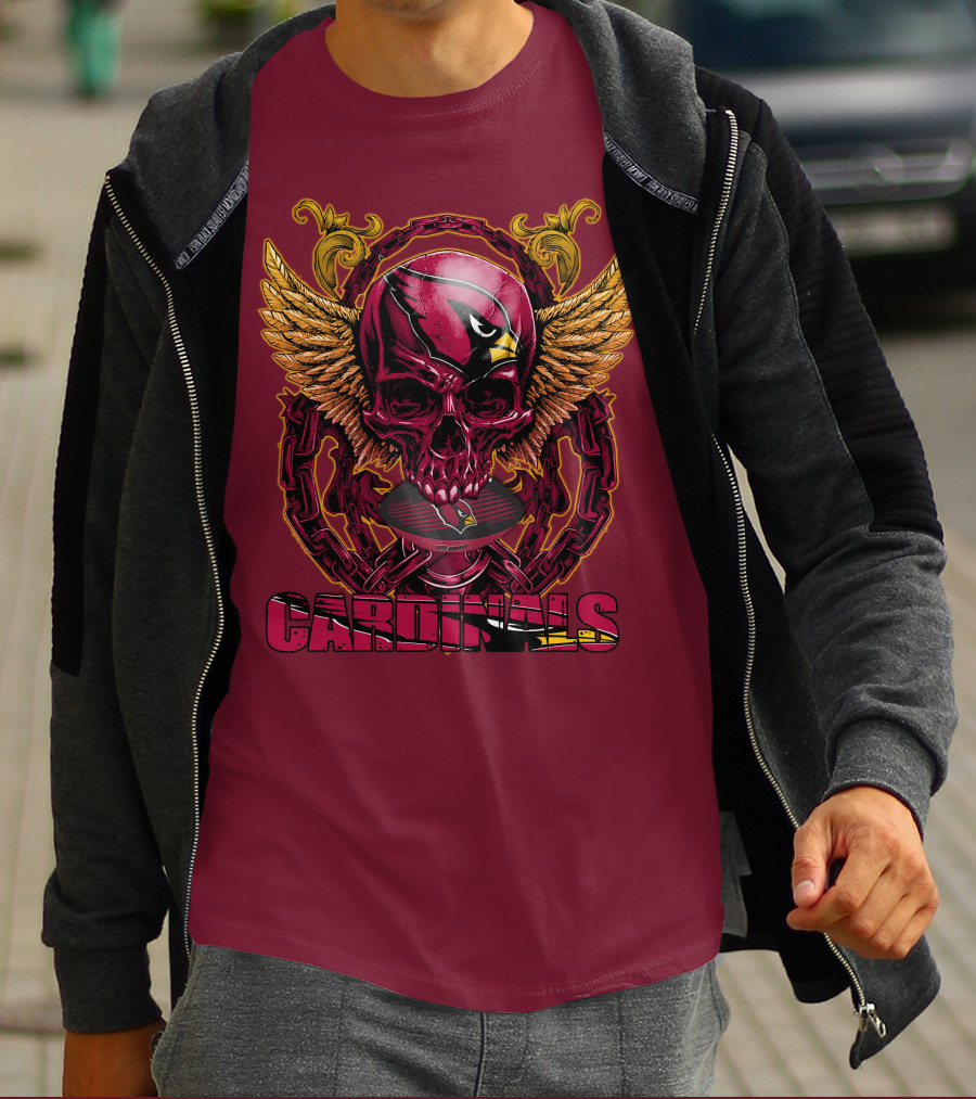 Arizona Cardinals Skullfb Winged Helmet Edition T-Shirt