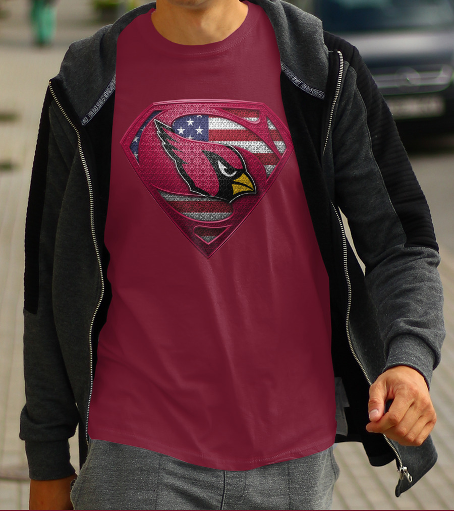 Arizona Cardinals Superman American Flag T-Shirt