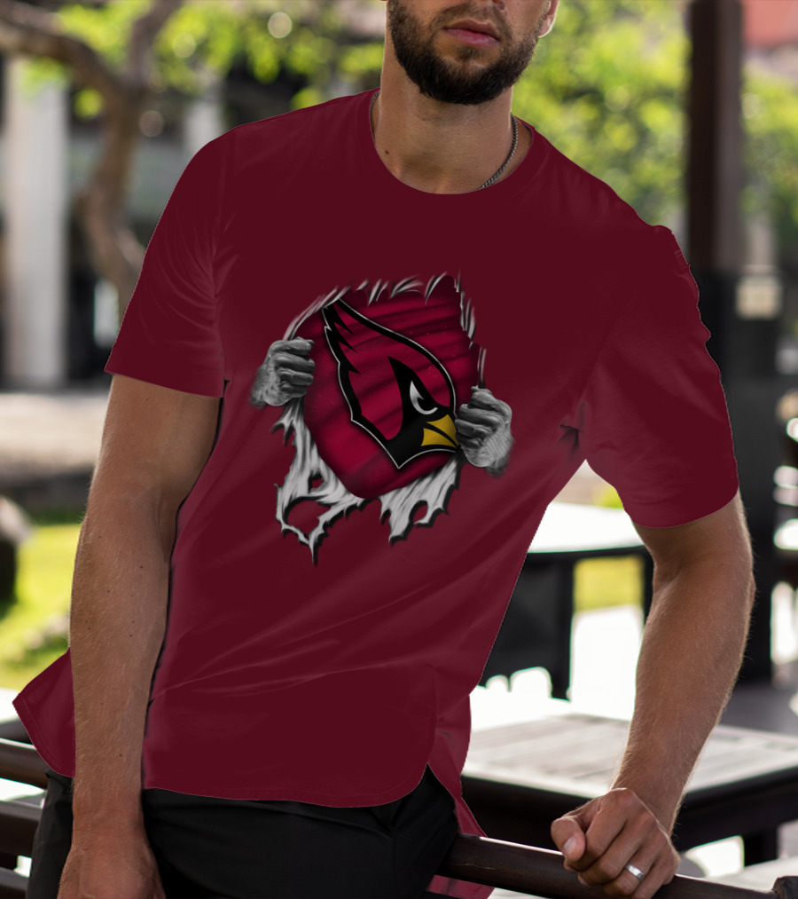 Torn Arizona Cardinals Emblem Revealed By Hands T-Shirt