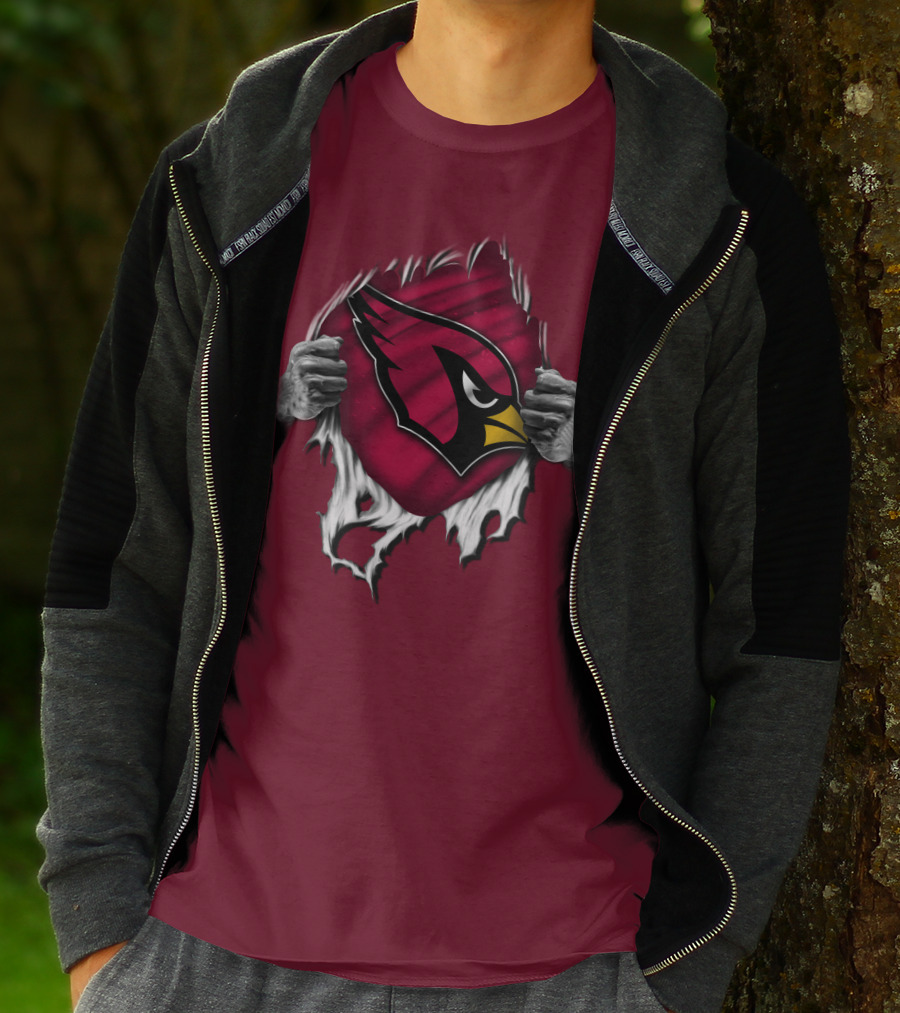 Torn Arizona Cardinals Emblem Revealed By Hands T-Shirt